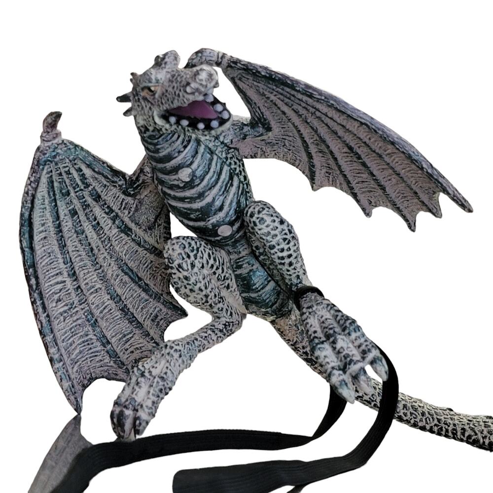 Dragon Figure 29" Long Tail‎ Gray Plastic Toy Mythical Gothic Halloween Decor